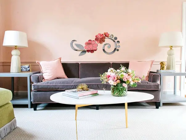 decoratiune perete oglinda rosie daisy