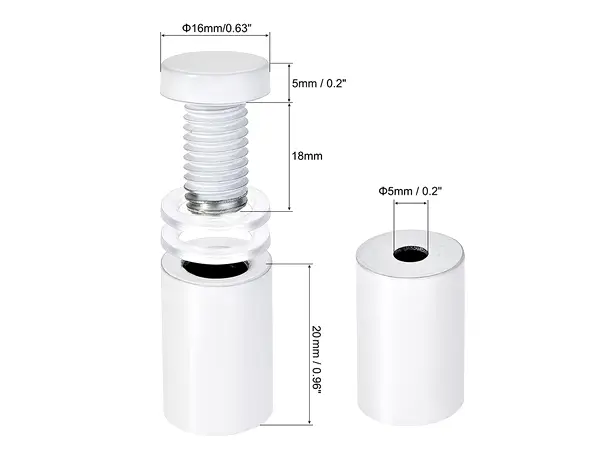distantiere semnalistica 12mm 20mm culoarea alba 3