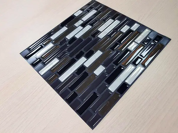 faianta autoadeziva 3d mozaic negru intercalat