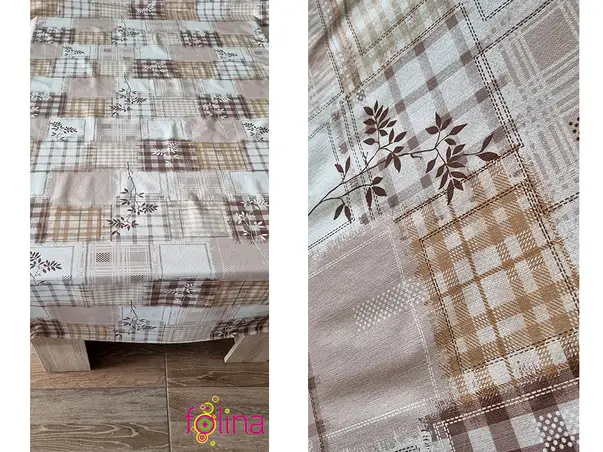 fata de masa bej cu carouri