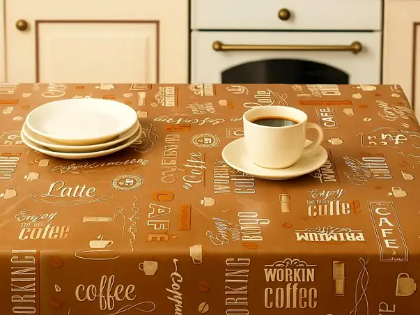 fata de masa bucatarie maro model cafea