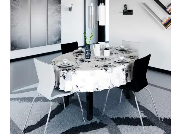 fata de masa impermeabila alba cu model