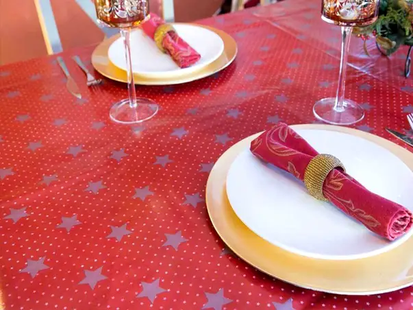 fata de masa impermeabila rosie