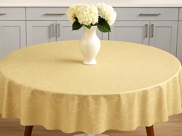 fata de masa rotunda bej material impermeabil