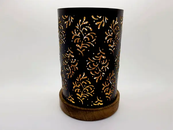 felinar lumanare negru perforat byzantium