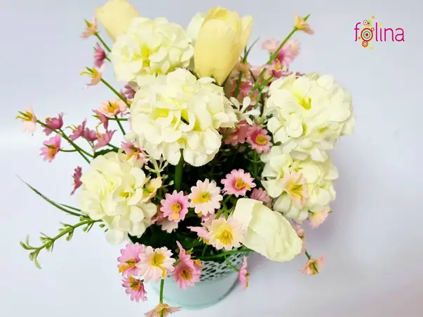 flori artificiale crem si roz