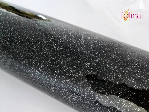 folie autocolanta neagra cu insertii argintii