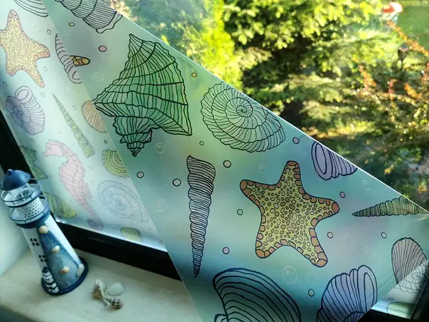 folie cabina dus efect de sablare cu model scoici