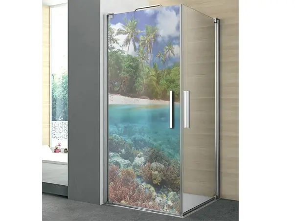 folie cabina dus folina model plaja exotica autoadeziva 100 210 cm