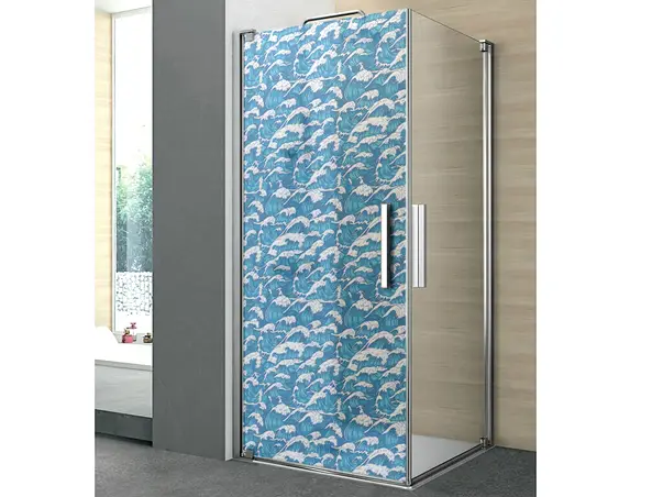 folie cabina dus folina model valuri albastra 100 210 cm