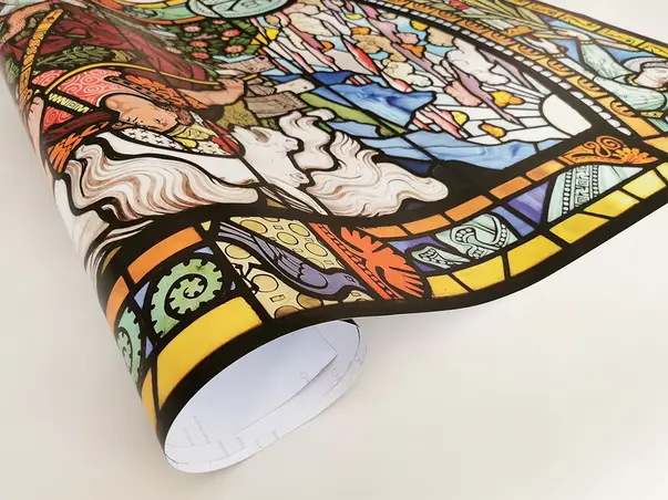 folie de geam autoadeziva model vitraliu bisericesc sfantul gheorghe s0