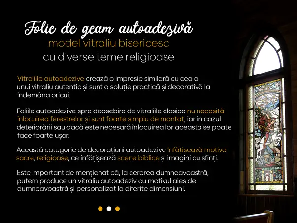 folie de geam autoadeziva model vitraliu bisericesc sfantul gheorghe s1