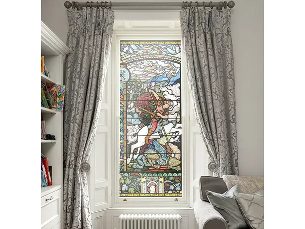 folie de geam autoadeziva model vitraliu bisericesc sfantul gheorghe s5