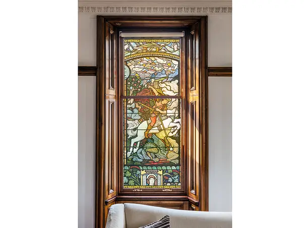 folie de geam autoadeziva model vitraliu bisericesc sfantul gheorghe s6