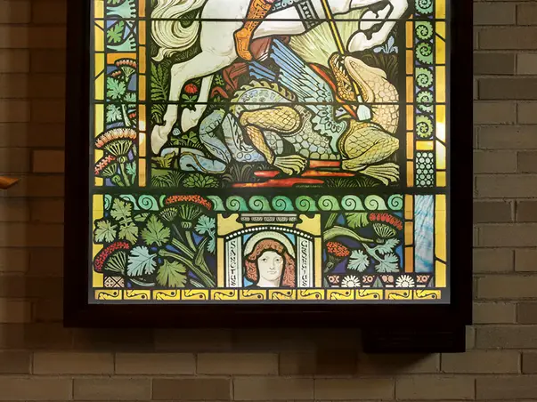 folie de geam autoadeziva model vitraliu bisericesc sfantul gheorghe s7