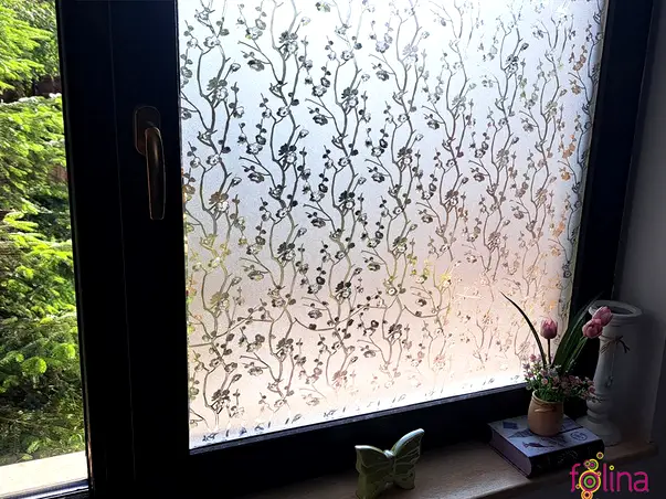 folie geam autoadeziva folina sablare cu model floral translucid