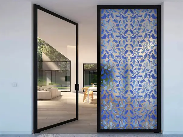 folie geam autoadeziva frunze albastre 2 100 210 cm