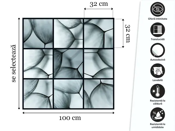 folie geam autoadeziva model chenare cu papadie sablare bordura la metru s01