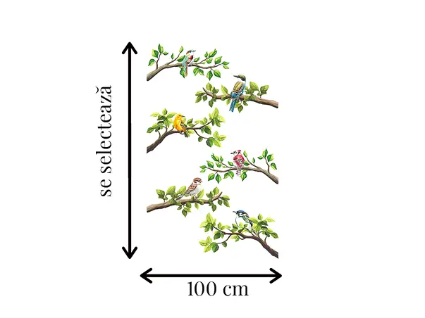 folie geam autoadeziva model crengi si pasari buzunnew sablare tip bordura 50x200cm s01