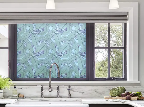 folie geam autoadeziva model frunze albastre albastru fgf203 s2