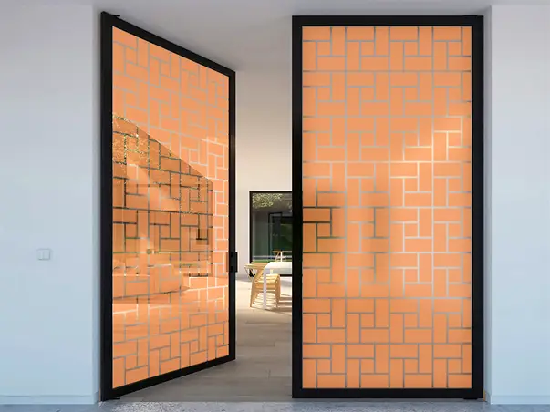 folie geam autoadeziva model geometric oranj 2