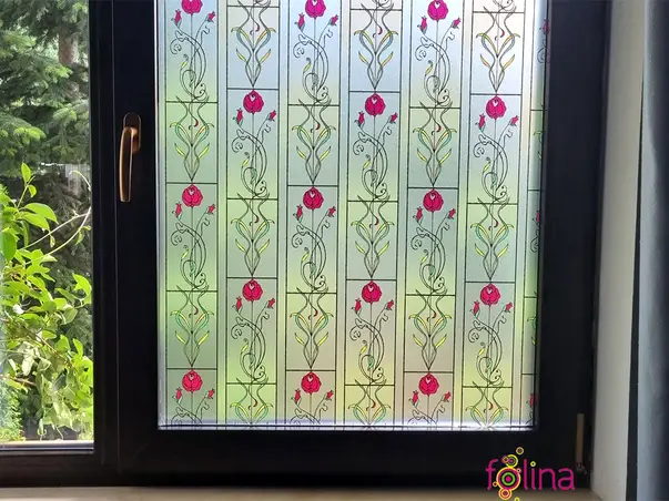 folie geam autoadeziva sablare tip vitraliu clasic