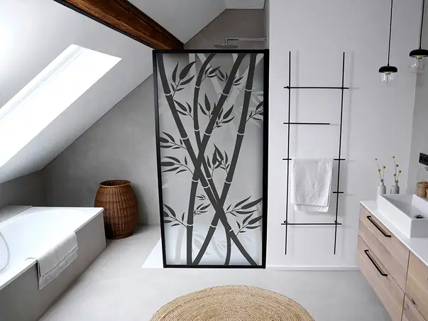 folie geam cabina de dus sablare cu model bambus rola 100x210cm s04