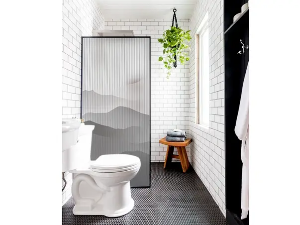 folie geam cabina de dus sablare cu model dealuri zen rola 100x210cm s02