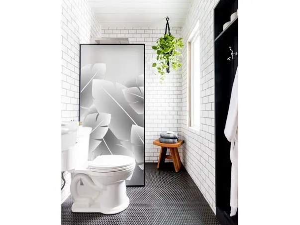 folie geam cabina dus folina sablare model frunze tropicale rola 100x210cm s02