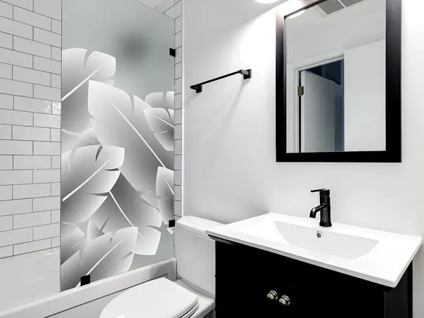 folie geam cabina dus folina sablare model frunze tropicale rola 100x210cm s03