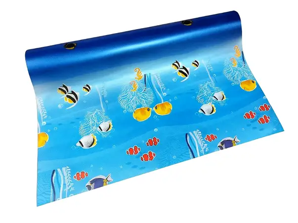 folie geam cabina dus sablare albastra cu model pesti