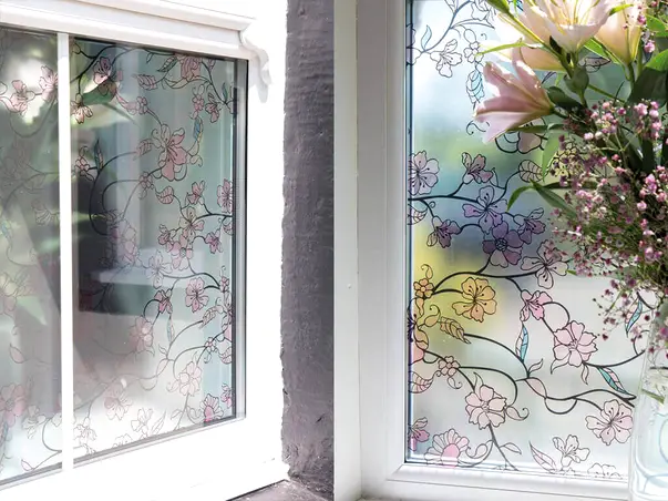 folie geam decorativa flori kyoto