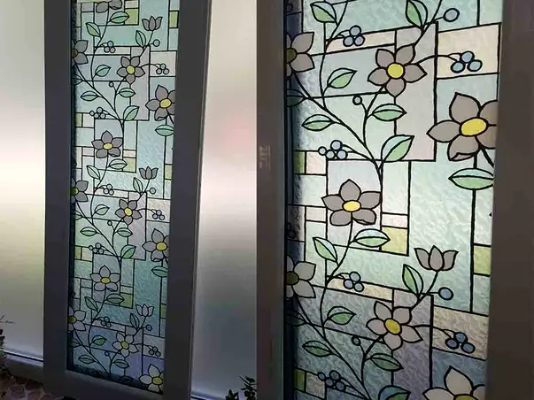 folie geam electrostatica vitraliu albastru