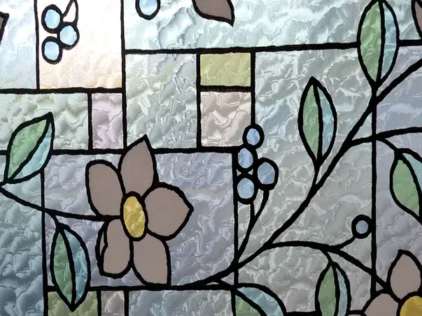 folie geam electrostatica vitraliu albastru