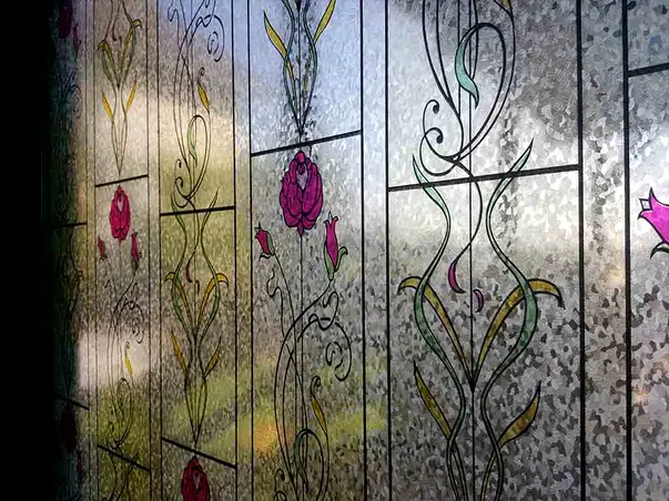 folie geam electrostatica vitraliu floral roma