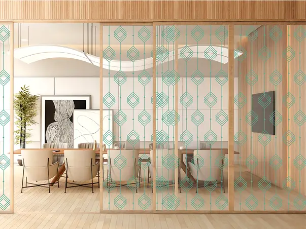 folie geam folina transparenta cu romburi turcoaz