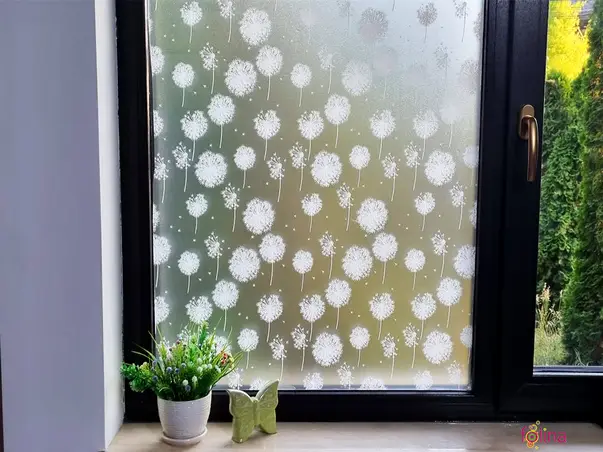 folie geam sablare cu papadie alba