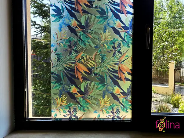 folie geam sablare cu plante