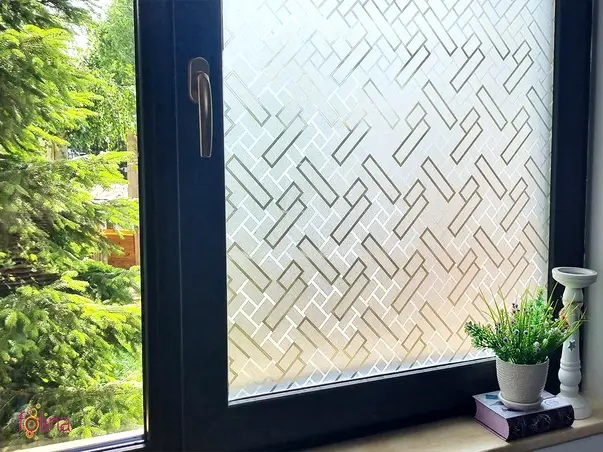 folie geam usa interior sablare cu model dreptunghiuri