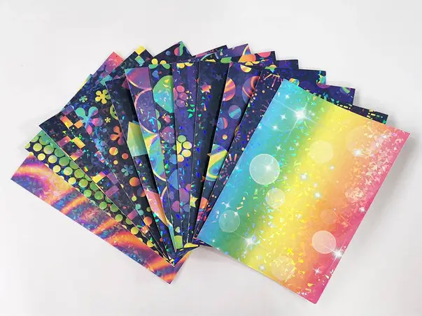 folie holografica autoadeziva multicolor set 12 coli a4