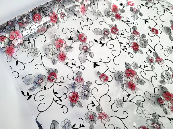 folie pvc transparenta cu model floral