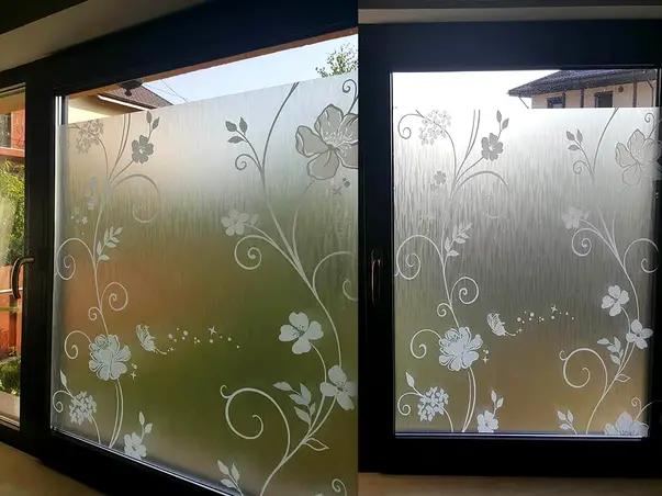 folie sablare geam autoadeziva line flower