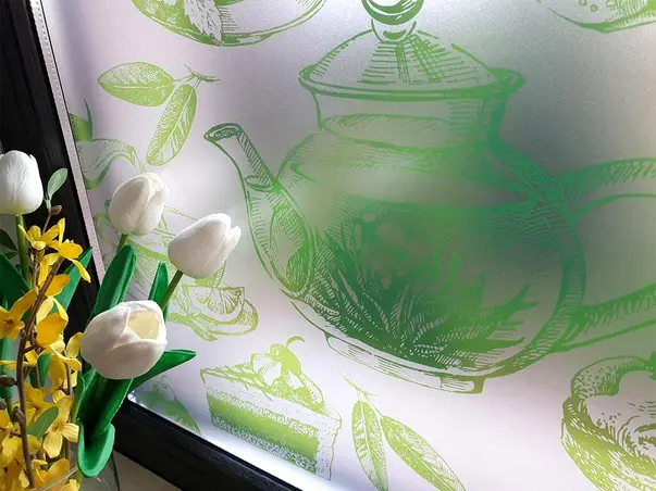 folie sablare geam bucatarie verde tea