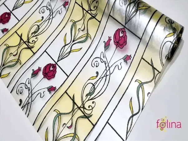 folie sablare geam vitraliu floral