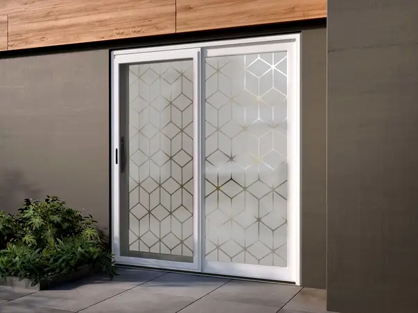 folie sablare usa din sticla cu model geometric