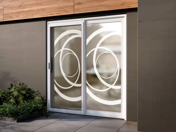 folie sablare usa din sticla folina imprimeu cercuri albe