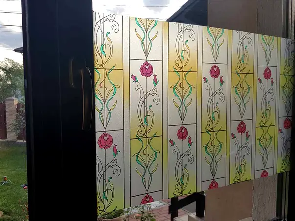 folie sablare vitraliu floral roma