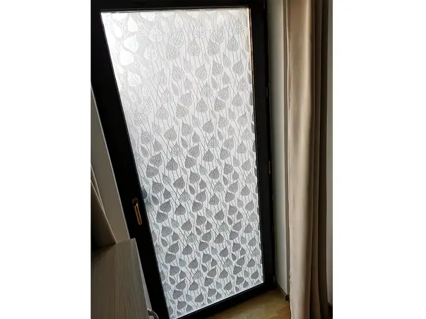 folie usa din sticla cu model frunze