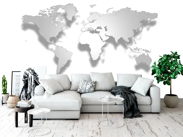 fototapet 3d harta lumii gri