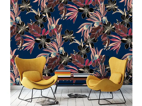 fototapet albastru cu model floral marburg jacinta